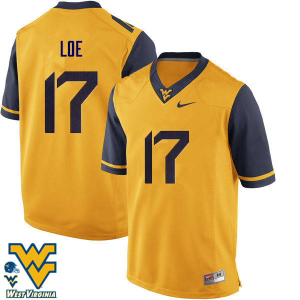 Men #17 Exree Loe West Virginia Mountaineers College Football Jerseys-Gold - Click Image to Close